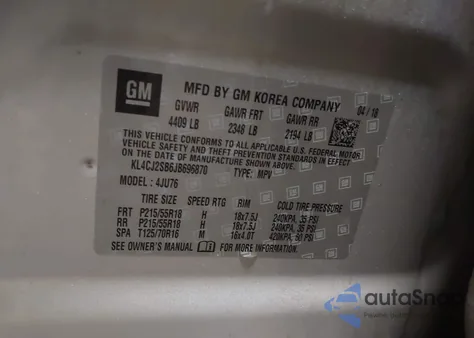 2018 Buick Encore Sport Touring from USA, damaged, VIN KL4CJ2SB6JB696870